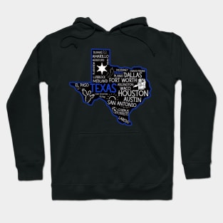 Frisco Texas cute map Houston San Antonio Dallas Austin Fort Worth El Paso Hoodie